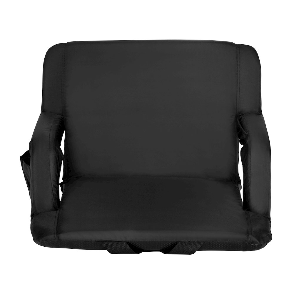 Extra Wide Black Lightweight Stadium Chair with Armrests, Padded Back. Picture 14
