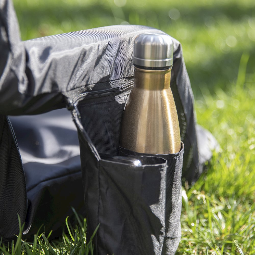 Extra Wide Black Lightweight Stadium Chair with Armrests, Padded Back. Picture 9