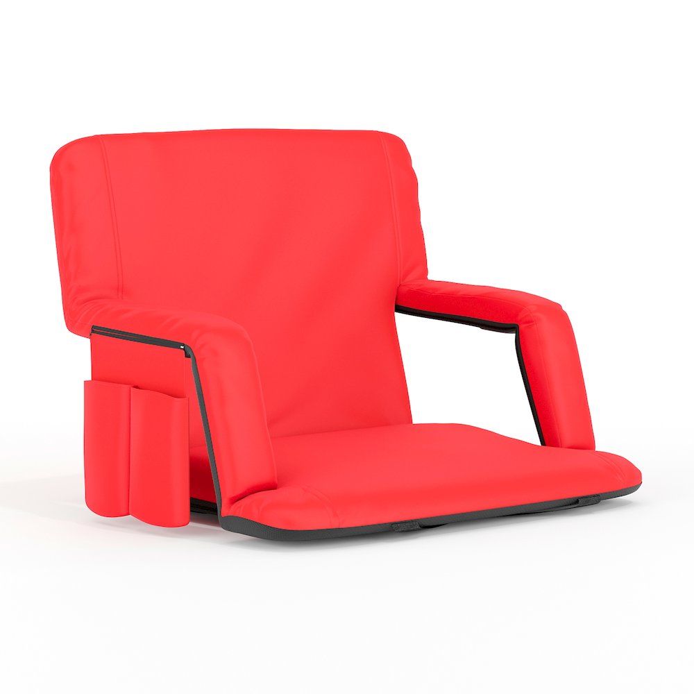 Extra Wide Red Lightweight Stadium Chair with Armrests, Padded Back. Picture 1