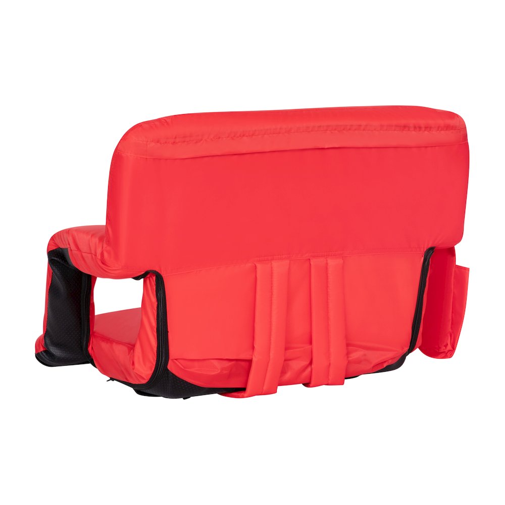 Extra Wide Red Lightweight Stadium Chair with Armrests, Padded Back. Picture 12