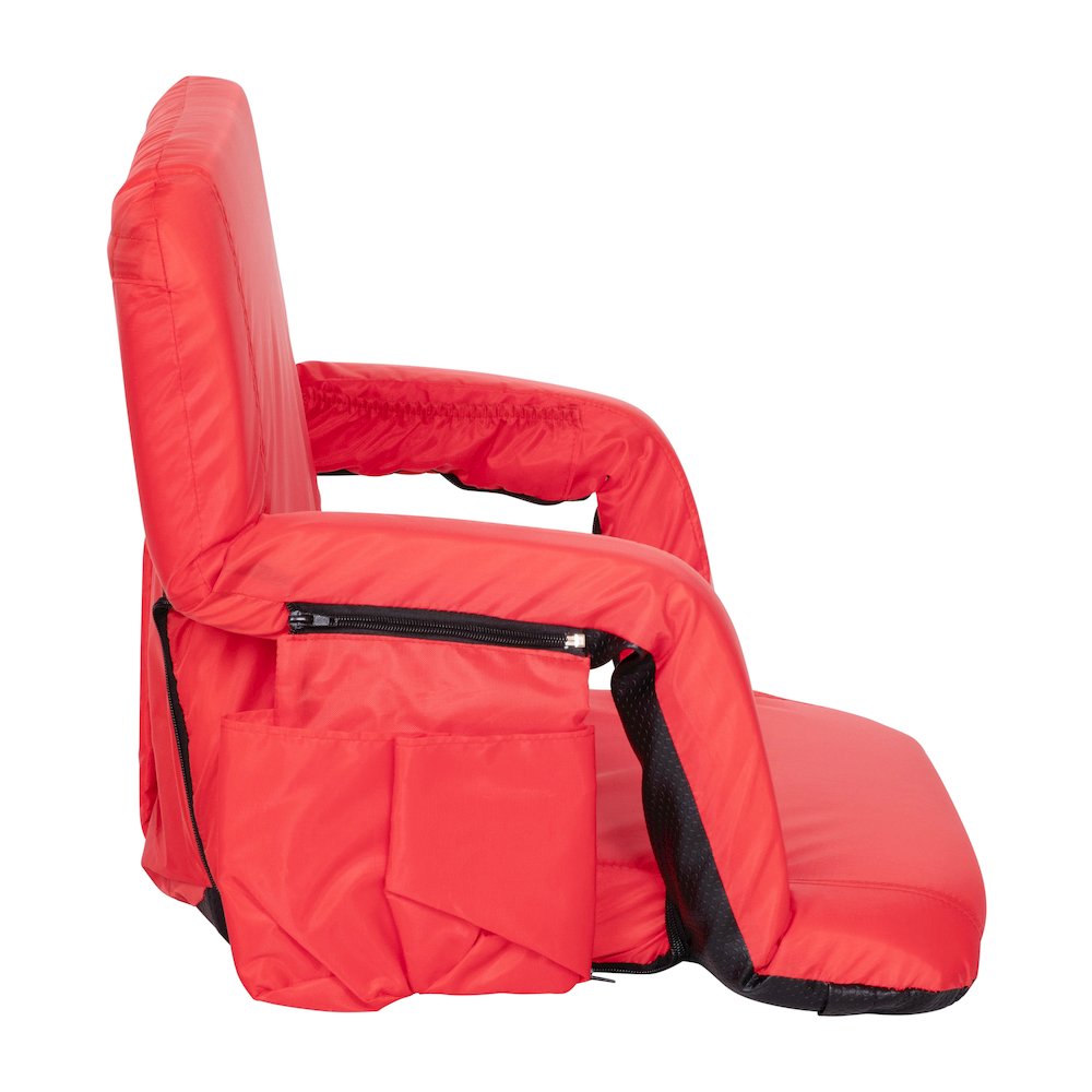 Extra Wide Red Lightweight Stadium Chair with Armrests, Padded Back. Picture 14