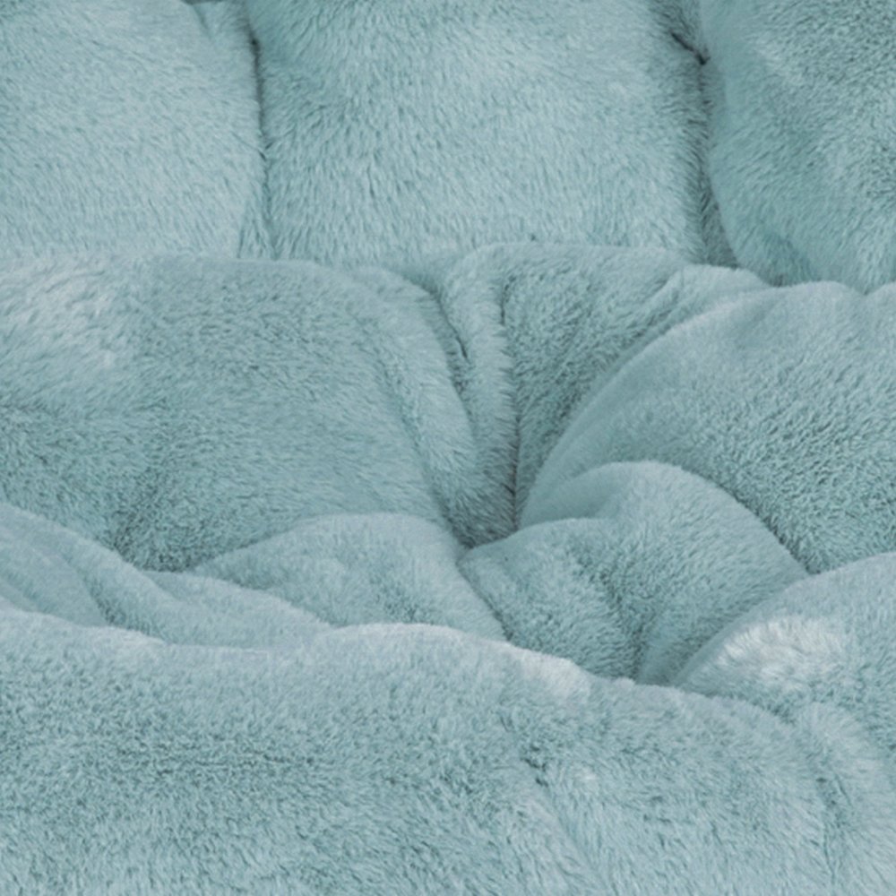 38" Portable Folding Saucer Moon Chair, Dusty Aqua Faux Fur/Soft Gold Frame. Picture 12