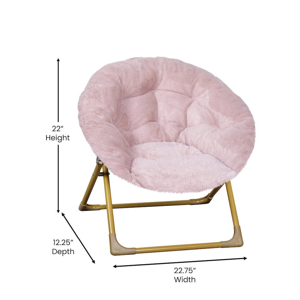 23" Kids Cozy Mini Folding Saucer Chair, Moon Chair, Blush/Soft Gold. Picture 6