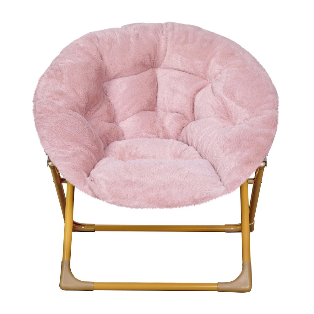 23" Kids Cozy Mini Folding Saucer Chair, Moon Chair, Blush/Soft Gold. Picture 11