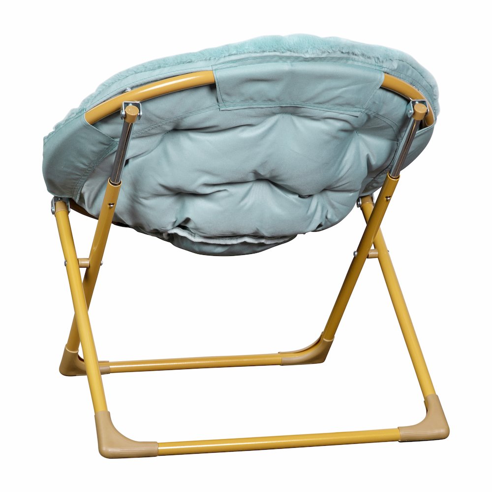 23" Kids Cozy Mini Folding Saucer Chair, Moon Chair, Dusty Aqua/Soft Gold. Picture 8