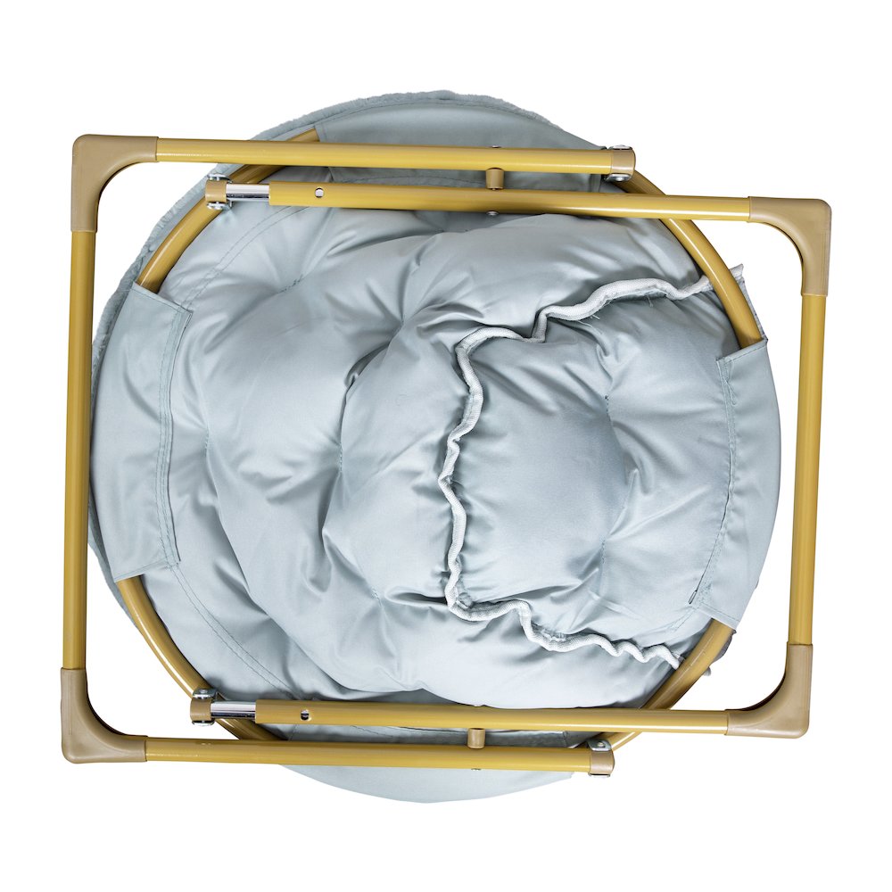 23" Kids Cozy Mini Folding Saucer Chair, Moon Chair, Dusty Aqua/Soft Gold. Picture 9