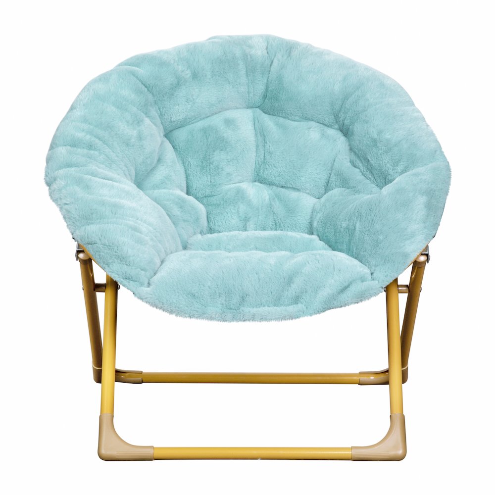 23" Kids Cozy Mini Folding Saucer Chair, Moon Chair, Dusty Aqua/Soft Gold. Picture 11