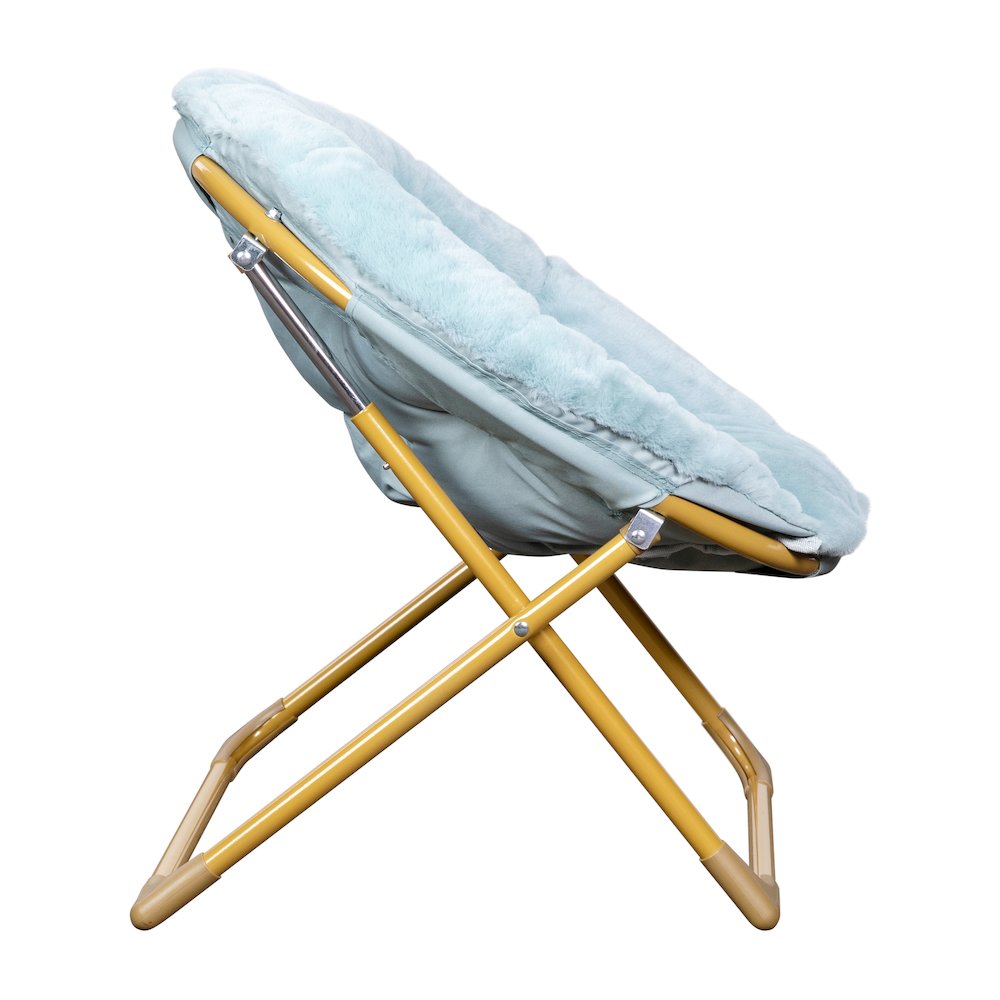23" Kids Cozy Mini Folding Saucer Chair, Moon Chair, Dusty Aqua/Soft Gold. Picture 10