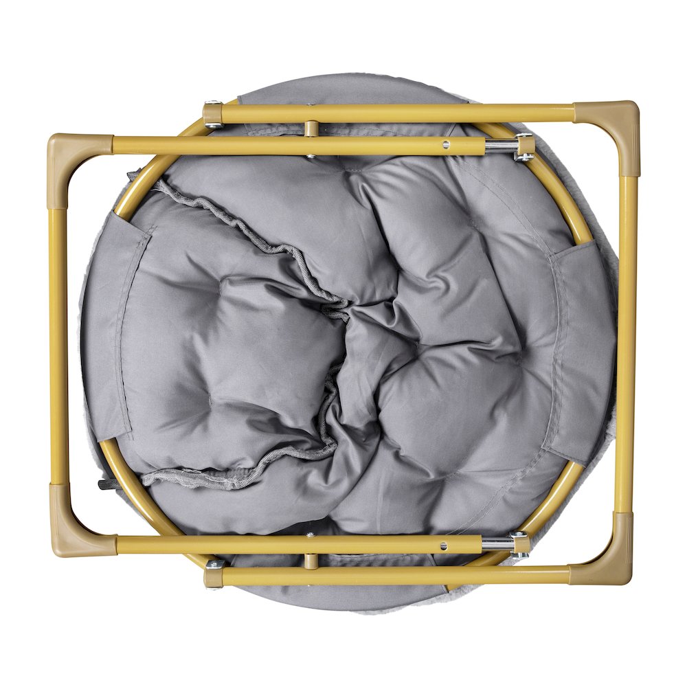 23" Kids Cozy Mini Folding Saucer Chair, Moon Chair, Gray/Soft Gold. Picture 9