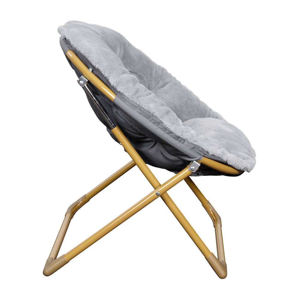 23" Kids Cozy Mini Folding Saucer Chair, Moon Chair, Gray/Soft Gold. Picture 10