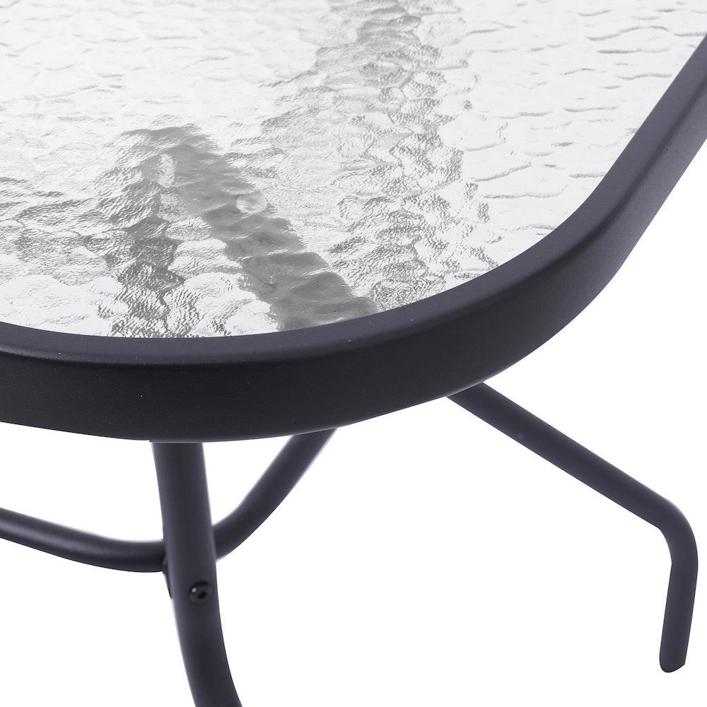 Rectangular Glass Patio Table With Seating for 4, Clear Top/Black Frame. Picture 10