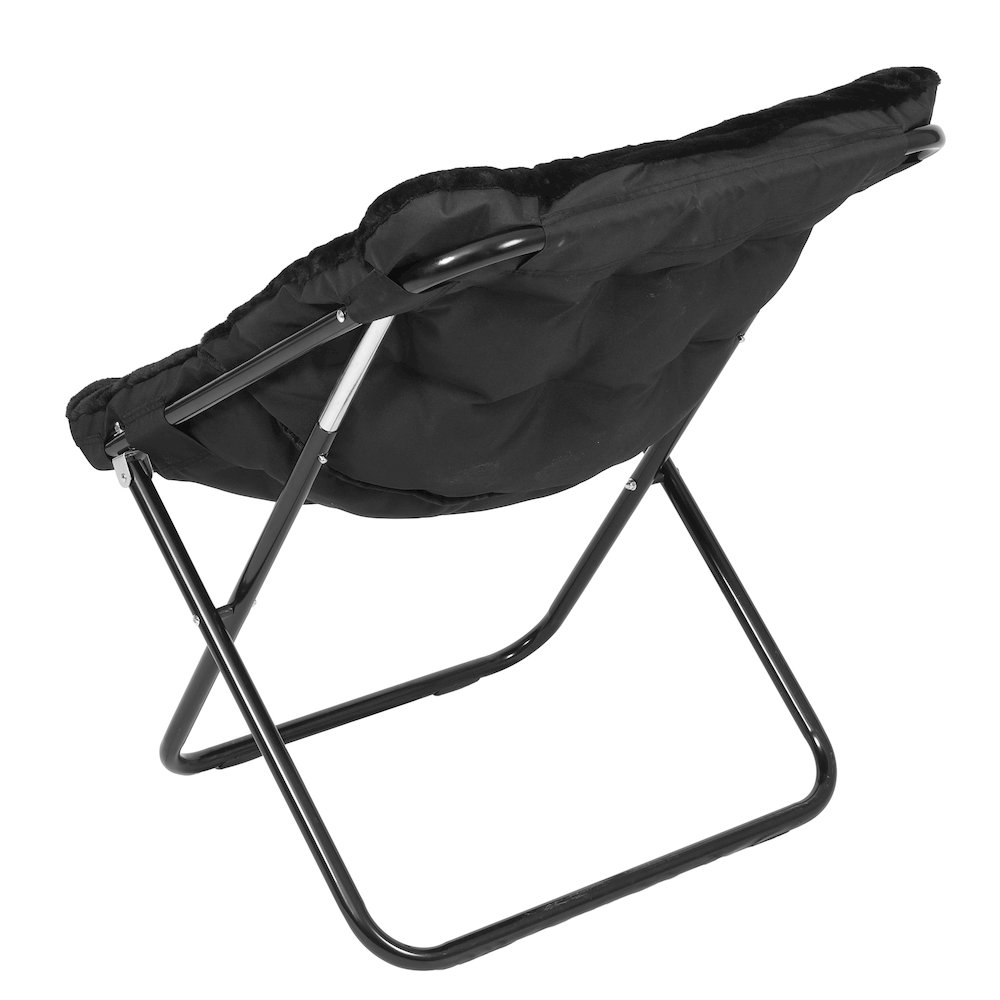 Contemporary Oversized Folding Saucer Chair, Black Fabric/Black Frame. Picture 10