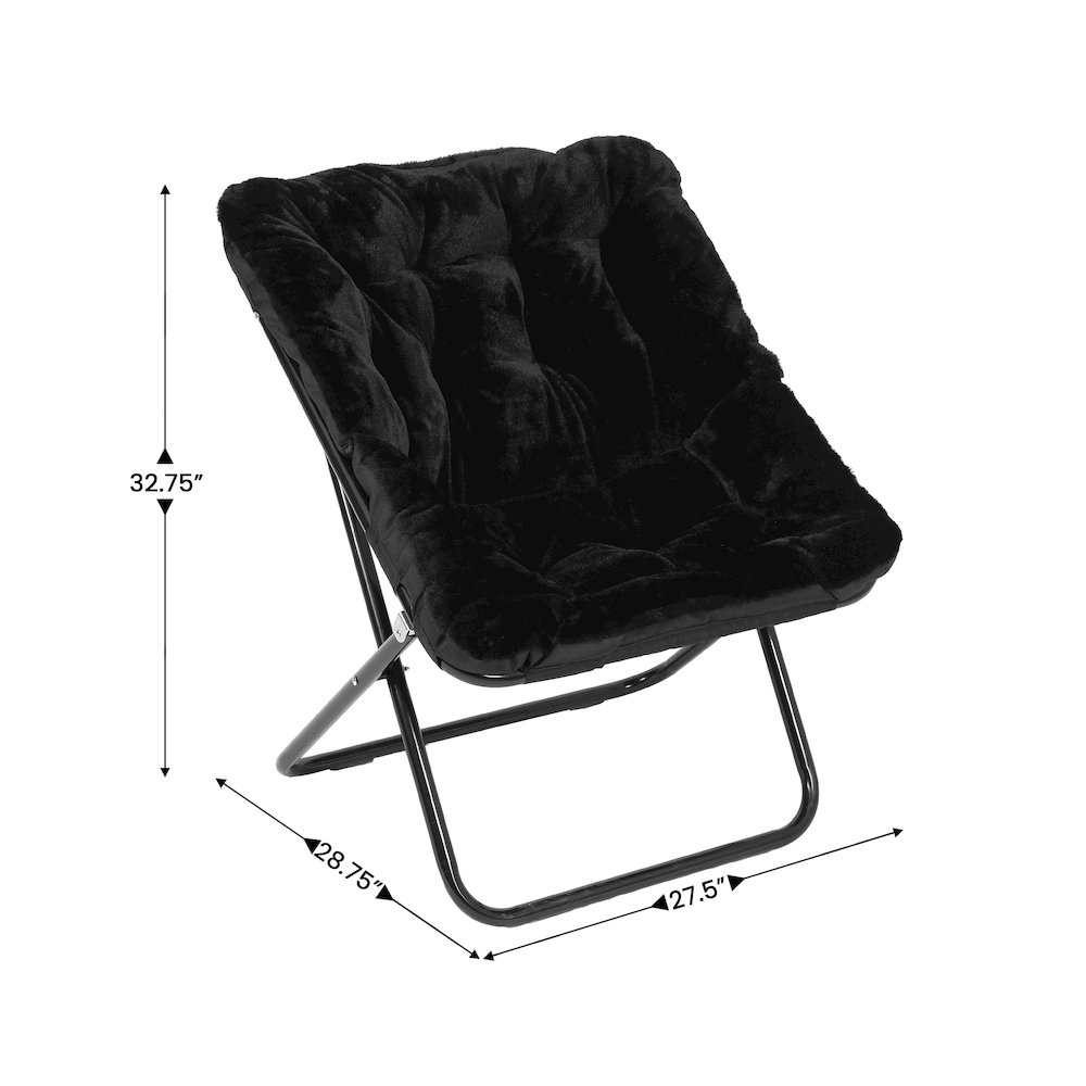 Contemporary Oversized Folding Saucer Chair, Black Fabric/Black Frame. Picture 8