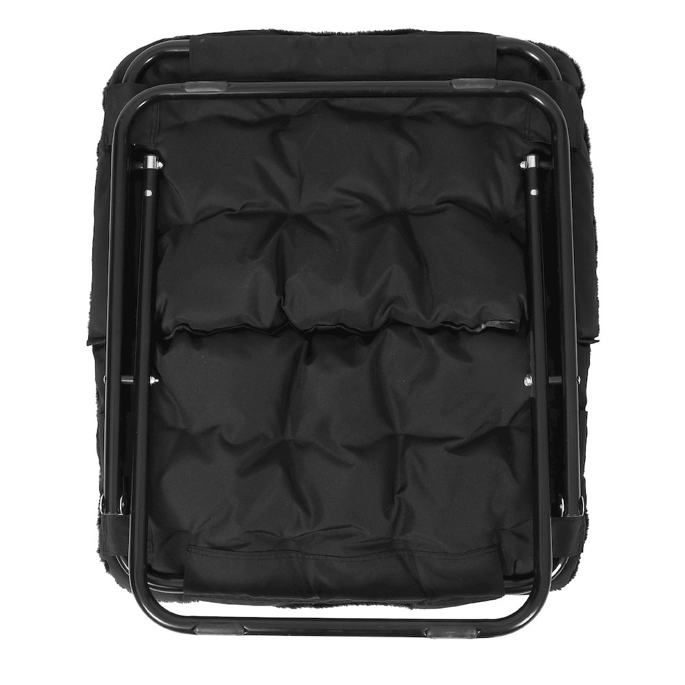 Contemporary Oversized Folding Saucer Chair, Black Fabric/Black Frame. Picture 12