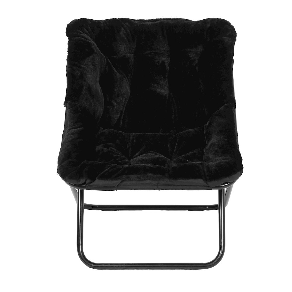 Contemporary Oversized Folding Saucer Chair, Black Fabric/Black Frame. Picture 2