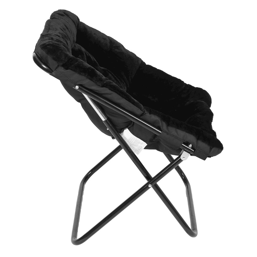 Contemporary Oversized Folding Saucer Chair, Black Fabric/Black Frame. Picture 3