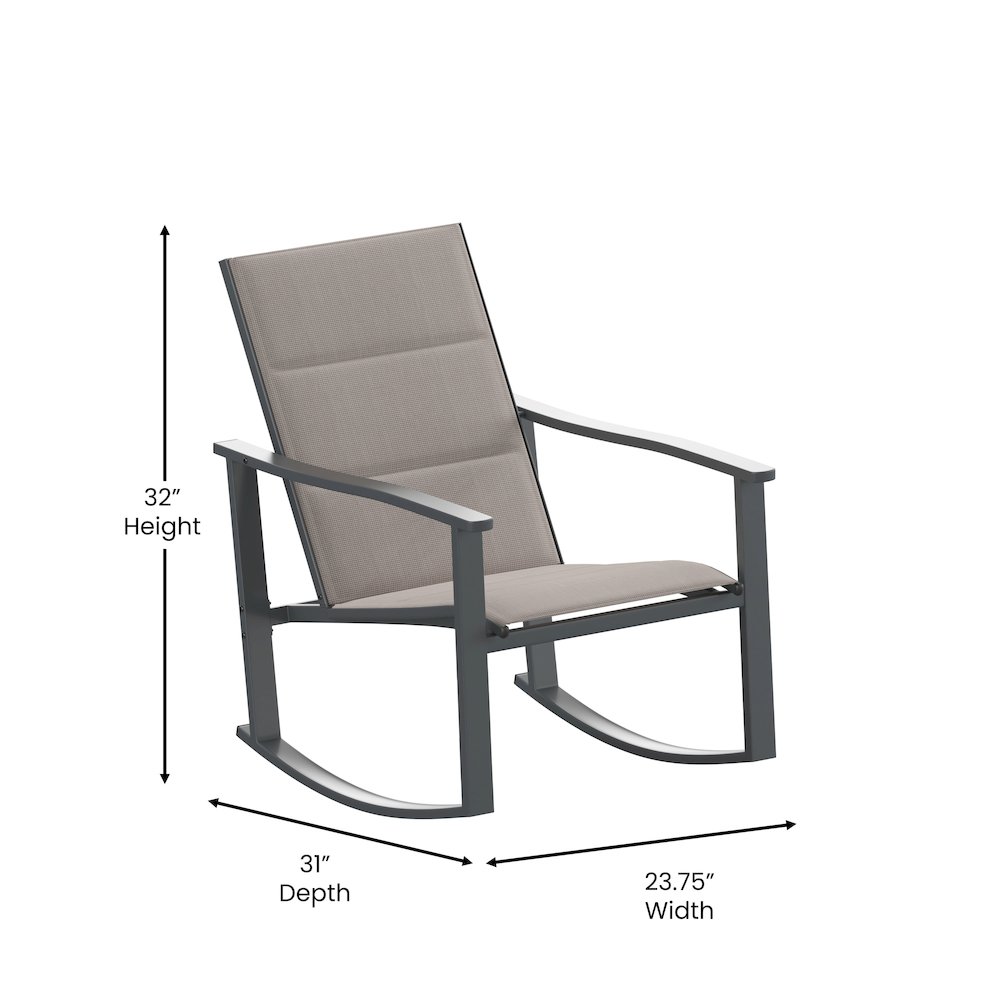 Modern 3 Piece Outdoor Rocking Chairs and Table Set. Picture 5