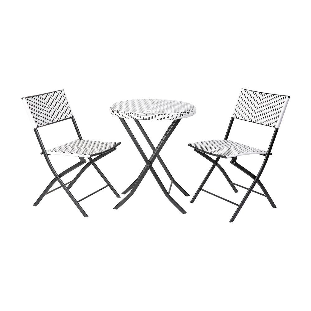 Modern 3 Piece Folding French Bistro Table and Chairs Set. Picture 1