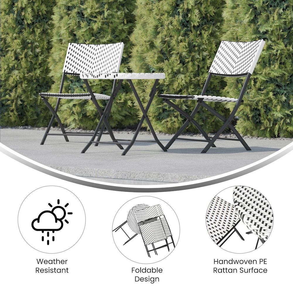 Modern 3 Piece Folding French Bistro Table and Chairs Set. Picture 4