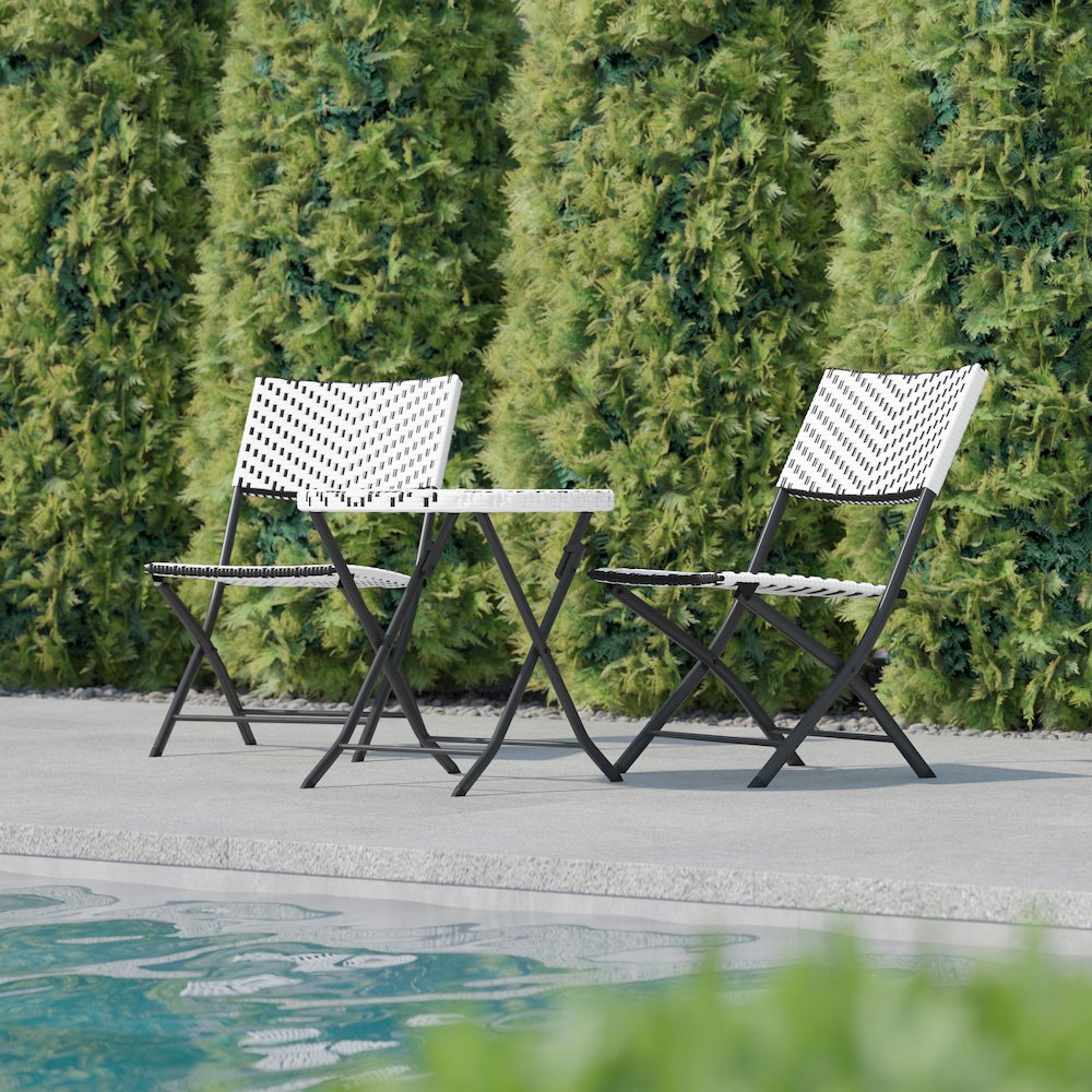 Modern 3 Piece Folding French Bistro Table and Chairs Set. Picture 2