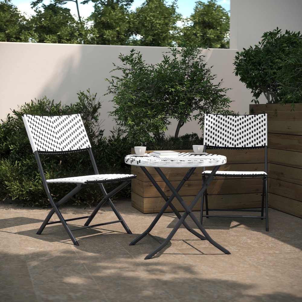 Modern 3 Piece Folding French Bistro Table and Chairs Set. Picture 7
