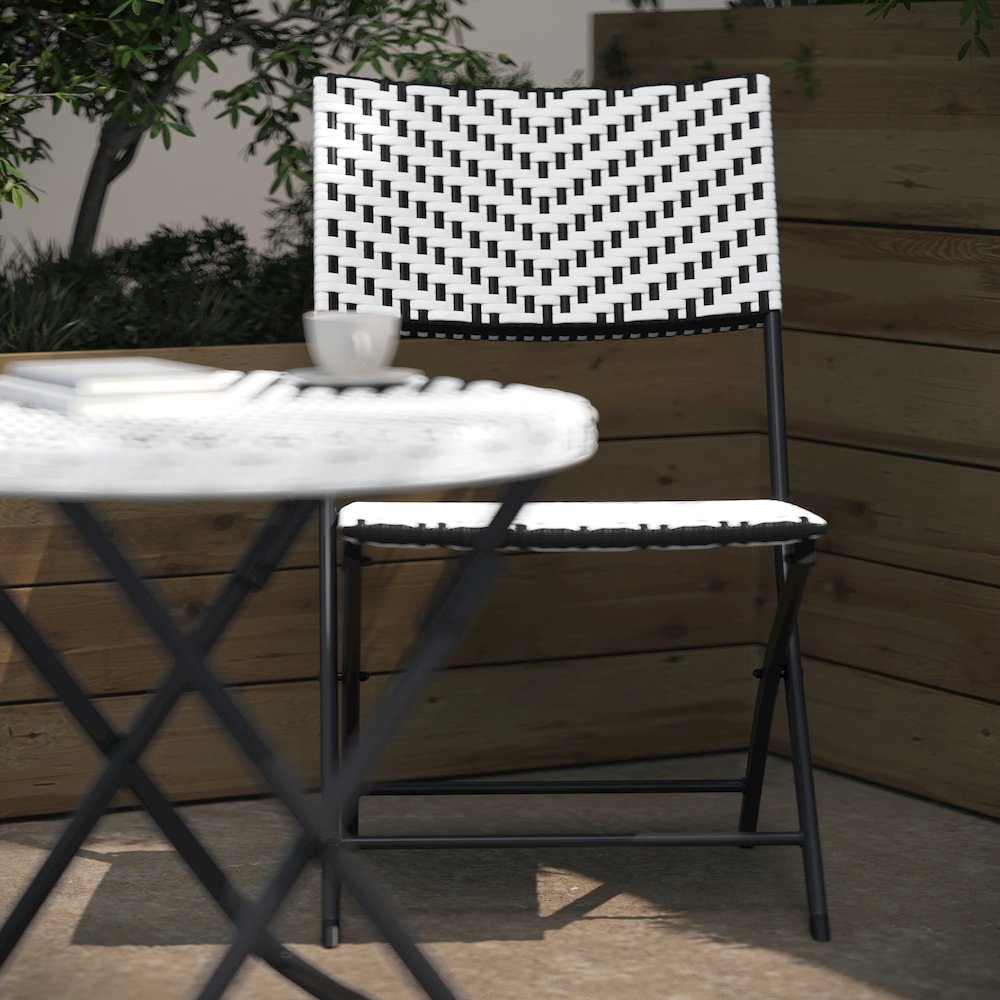 Modern 3 Piece Folding French Bistro Table and Chairs Set. Picture 8