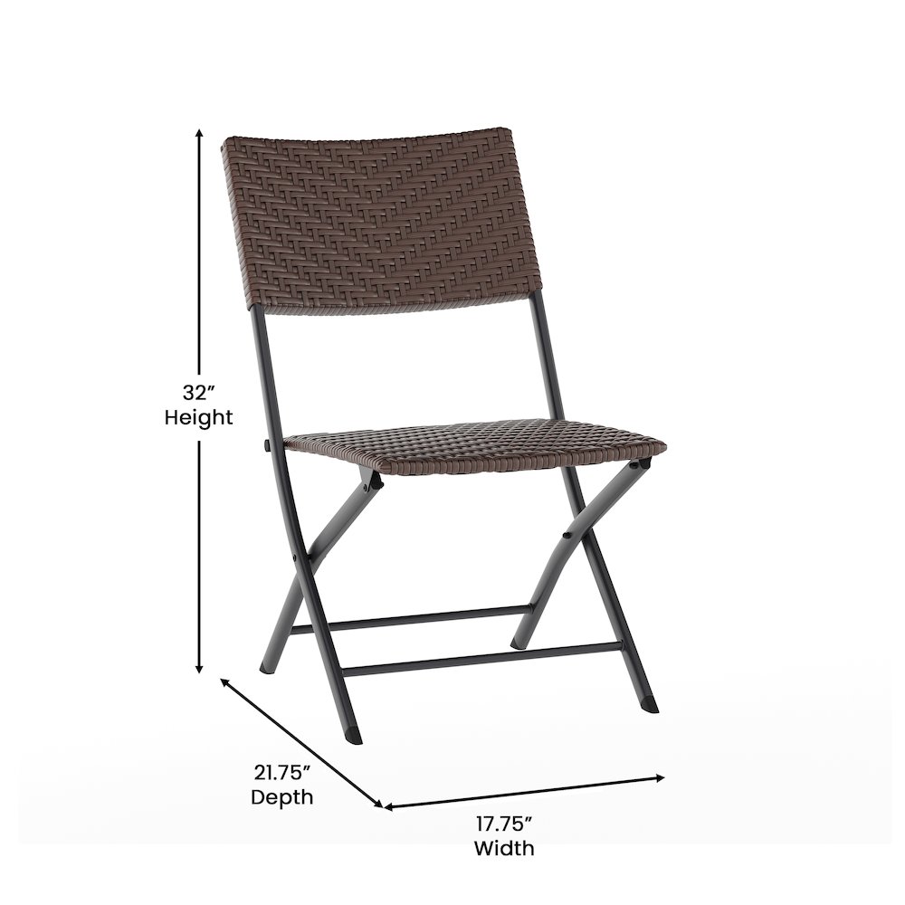 Modern 3 Piece Folding Bistro Table and Chairs Set, Brown. Picture 5