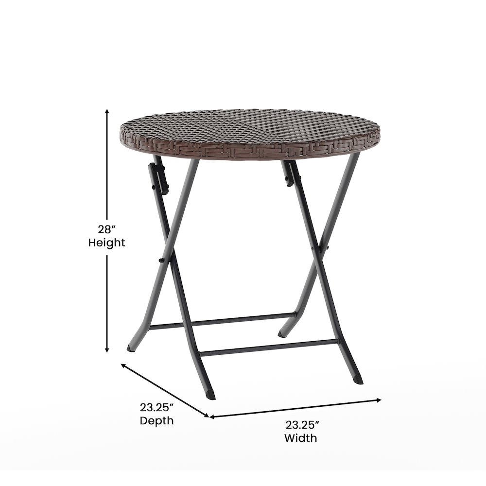 Modern 3 Piece Folding Bistro Table and Chairs Set, Brown. Picture 6
