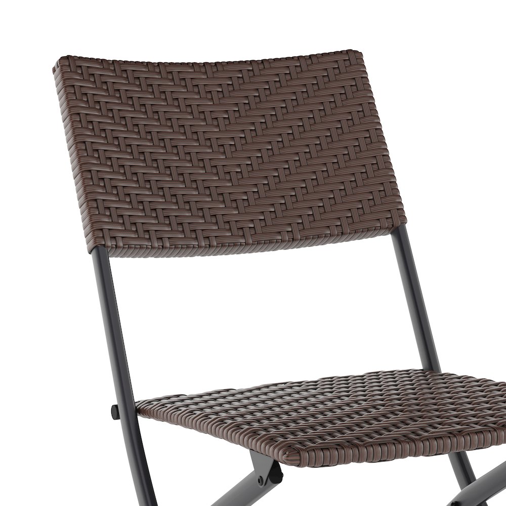 Modern 3 Piece Folding Bistro Table and Chairs Set, Brown. Picture 9