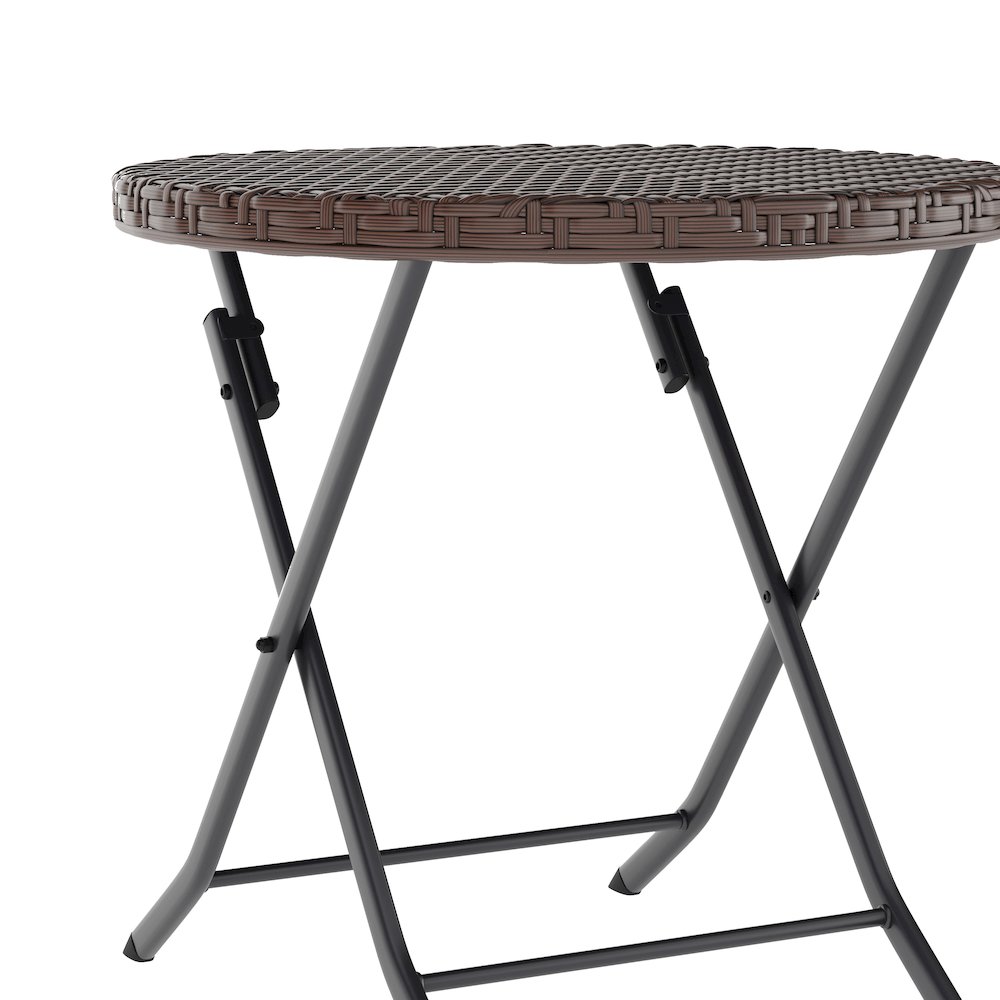 Modern 3 Piece Folding Bistro Table and Chairs Set, Brown. Picture 12