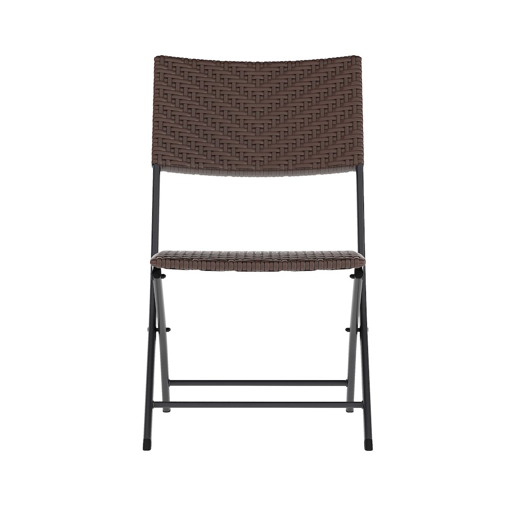 Modern 3 Piece Folding Bistro Table and Chairs Set, Brown. Picture 11
