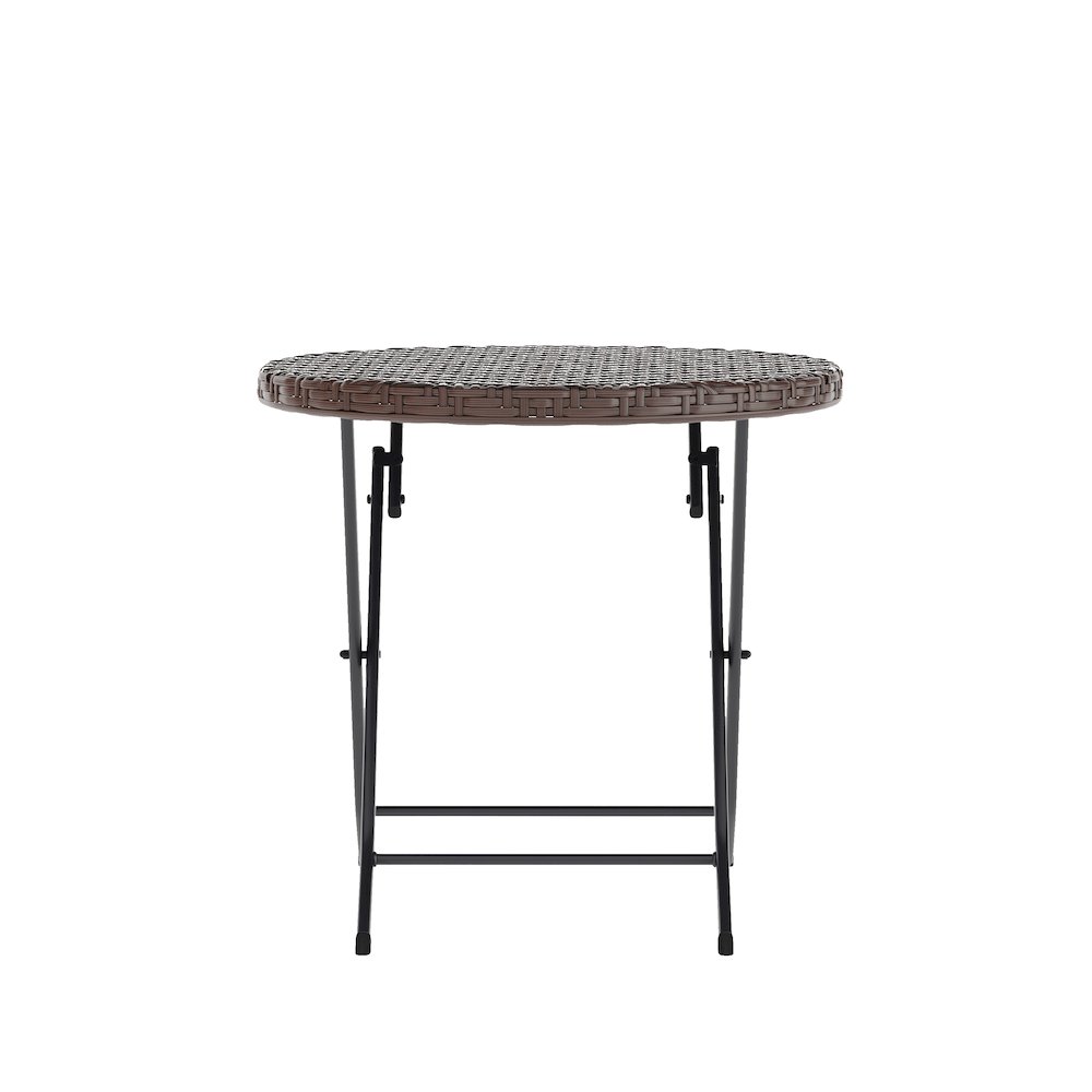 Modern 3 Piece Folding Bistro Table and Chairs Set, Brown. Picture 14