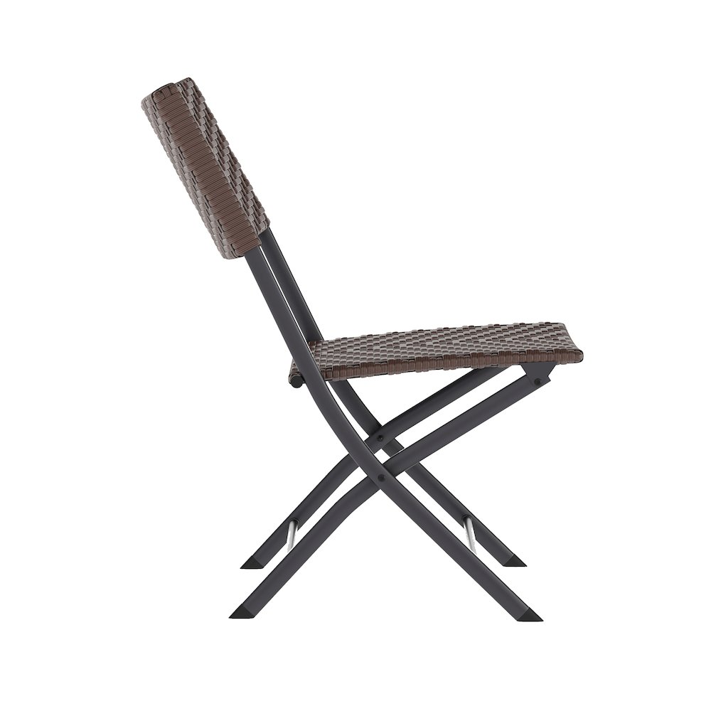 Modern 3 Piece Folding Bistro Table and Chairs Set, Brown. Picture 10