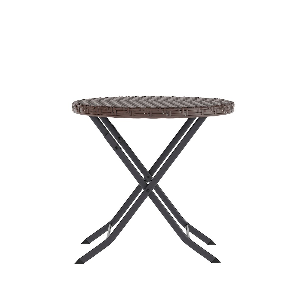 Modern 3 Piece Folding Bistro Table and Chairs Set, Brown. Picture 13