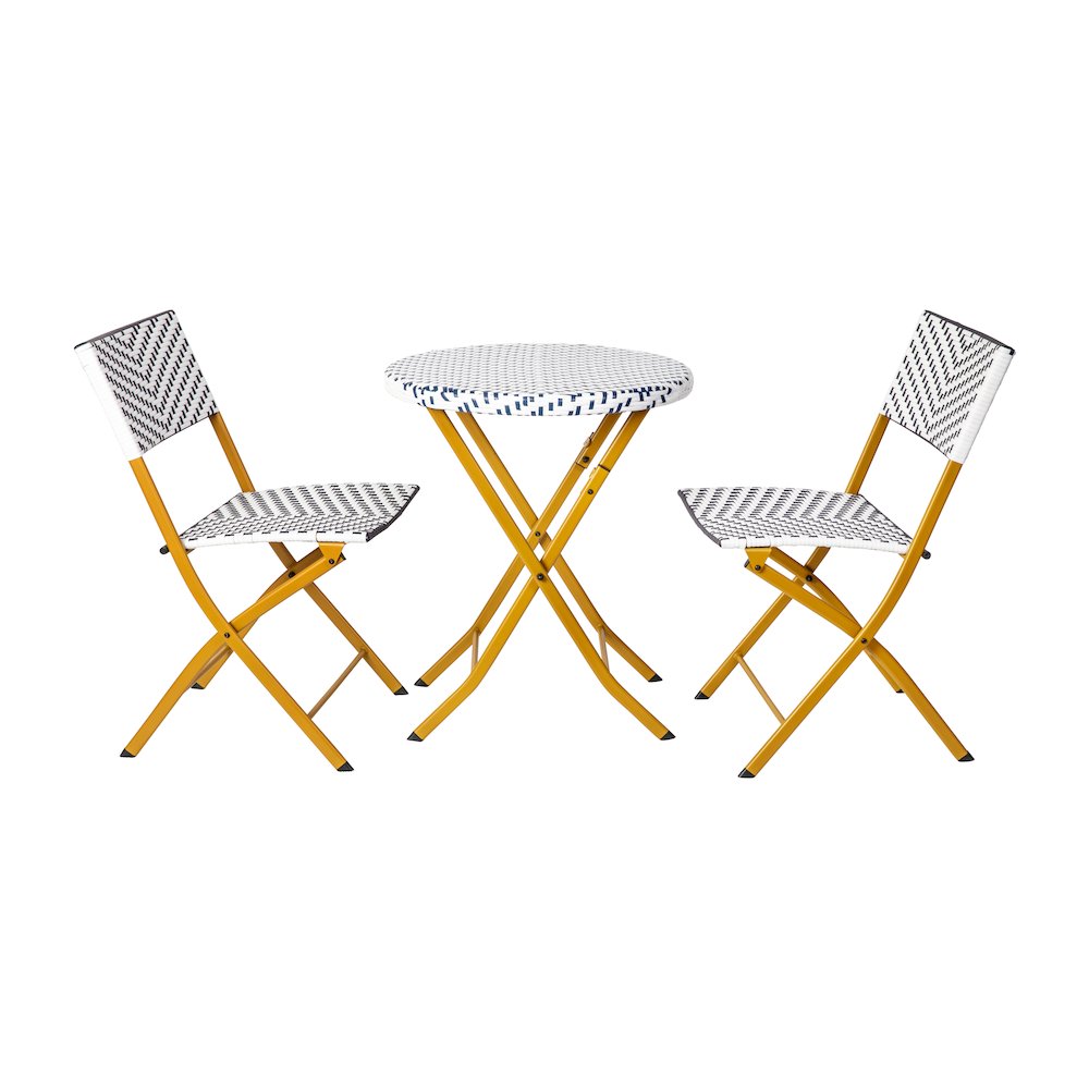 Modern 3 Piece Folding French Bistro Table and Chairs Set. Picture 1