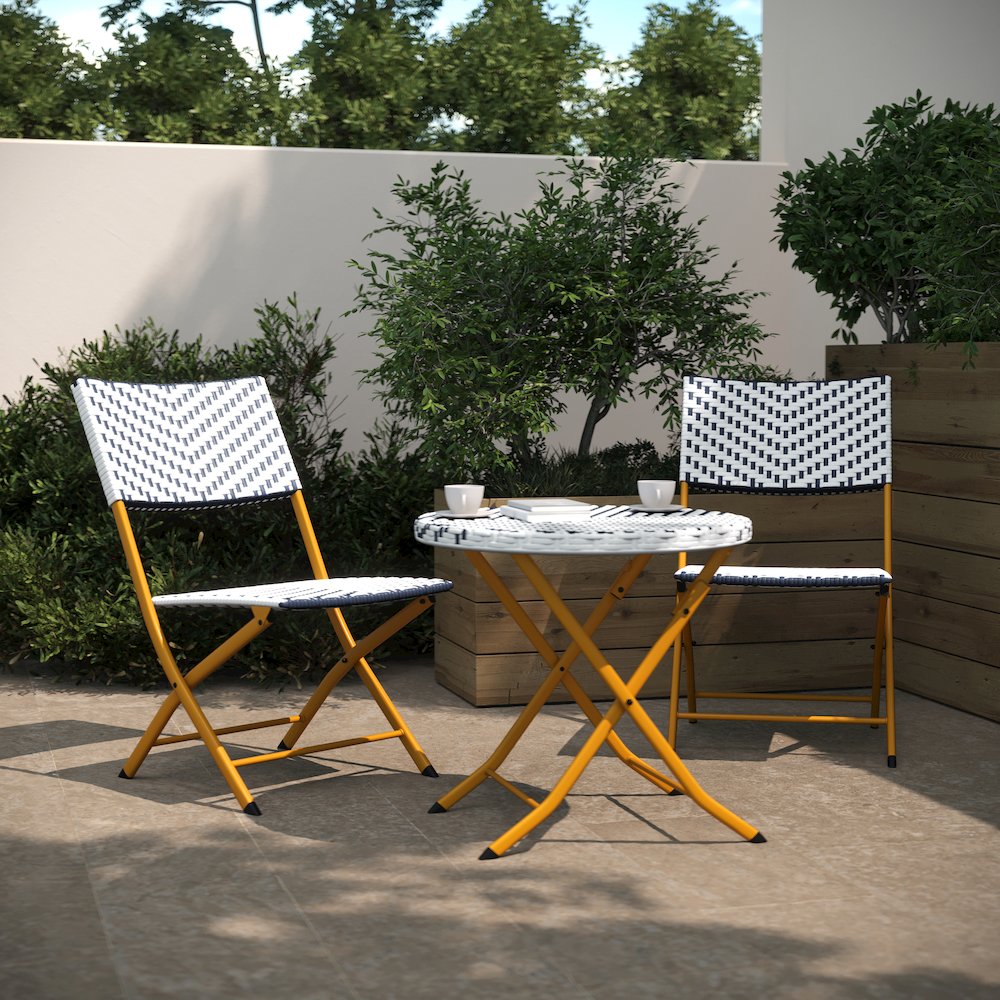 Modern 3 Piece Folding French Bistro Table and Chairs Set. Picture 7