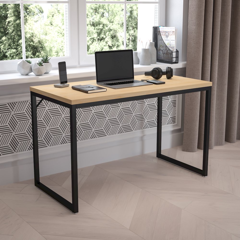 Office Computer Desk and Home Office Desk - 47" Long (Maple/Black). Picture 2
