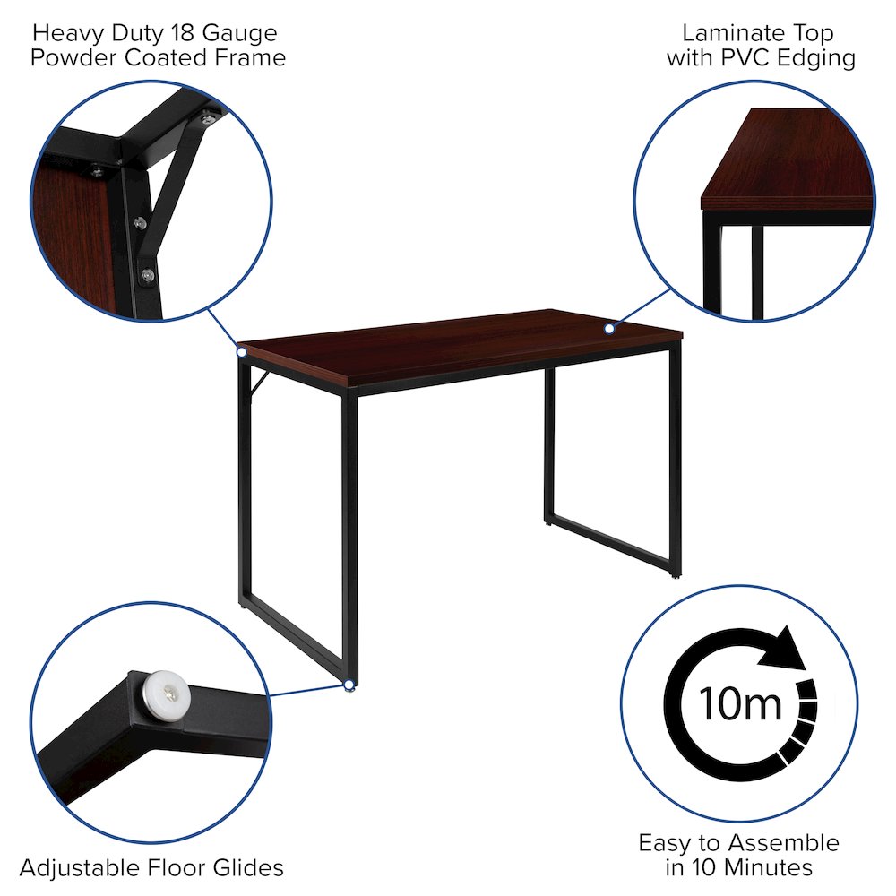 Office Computer Desk and Home Office Desk - 47" Long (Mahogany/Black). Picture 5
