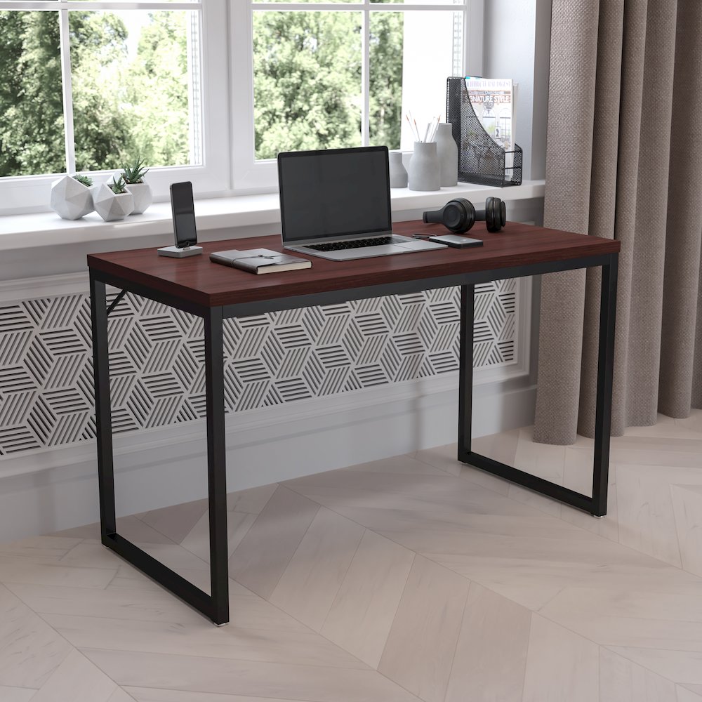 Office Computer Desk and Home Office Desk - 47" Long (Mahogany/Black). Picture 2