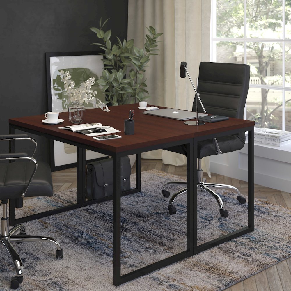 Office Computer Desk and Home Office Desk - 47" Long (Mahogany/Black). Picture 7