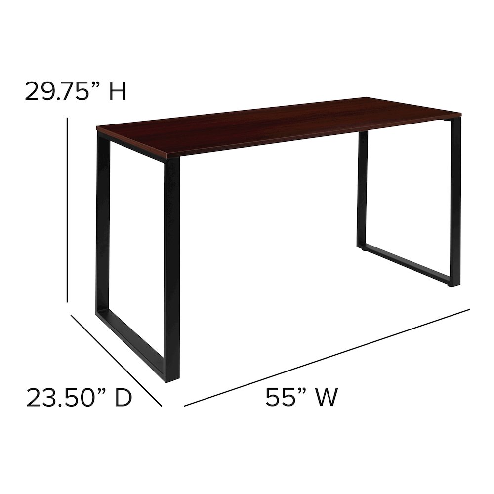 Desk Industrial Computer Desk Sturdy Home Office Desk - 55" Length-Mahogany. Picture 6
