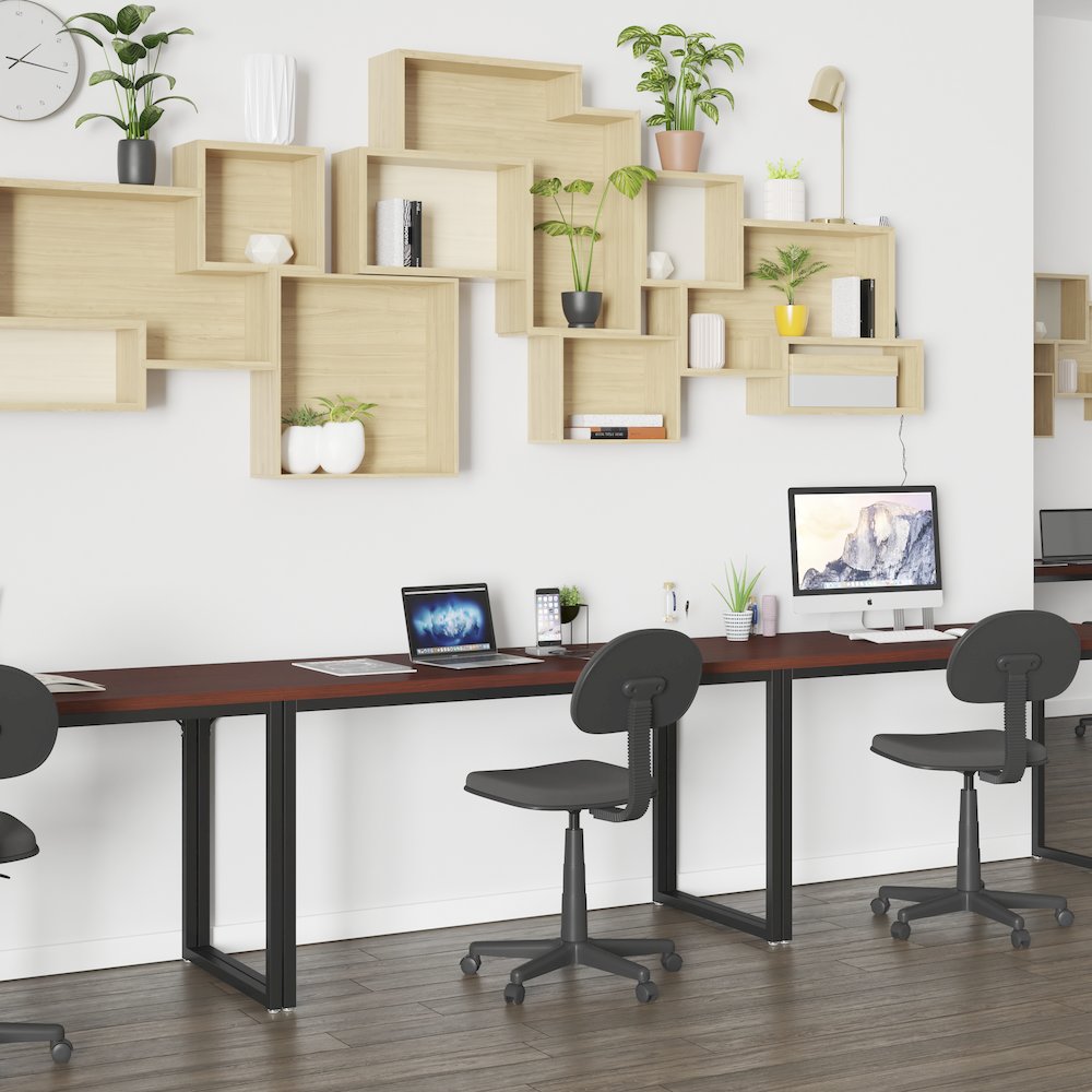 Desk Industrial Computer Desk Sturdy Home Office Desk - 55" Length-Mahogany. Picture 8