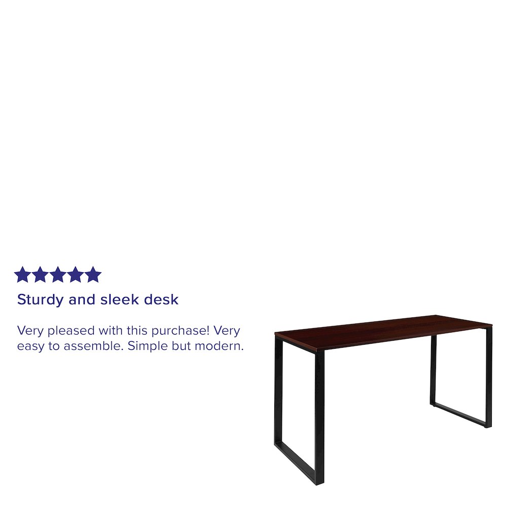 Desk Industrial Computer Desk Sturdy Home Office Desk - 55" Length-Mahogany. Picture 4