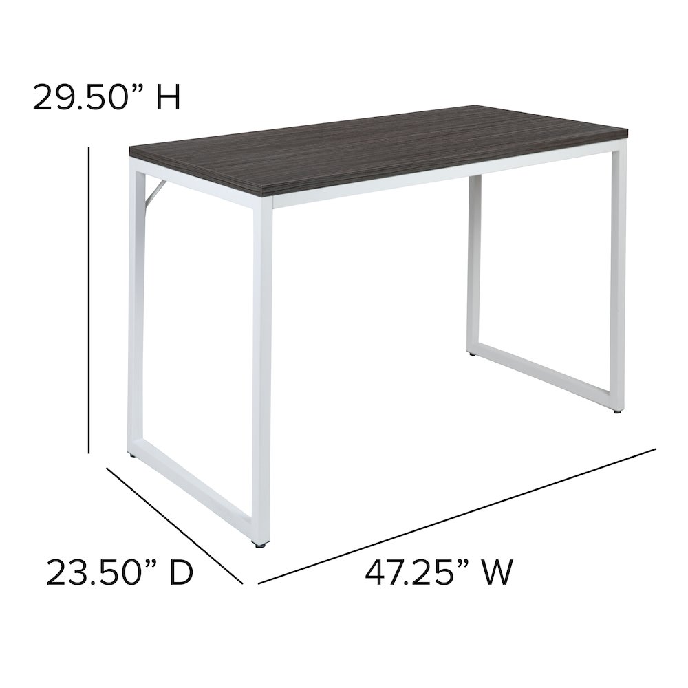 Tiverton Office Computer Desk and Home Office Desk - 47" Long (Gray/White). Picture 5