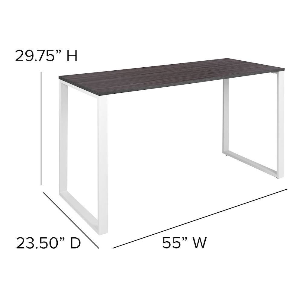 Desk Industrial Style Computer Desk Sturdy Home Office Desk - 55"L - Rustic Gray. Picture 5