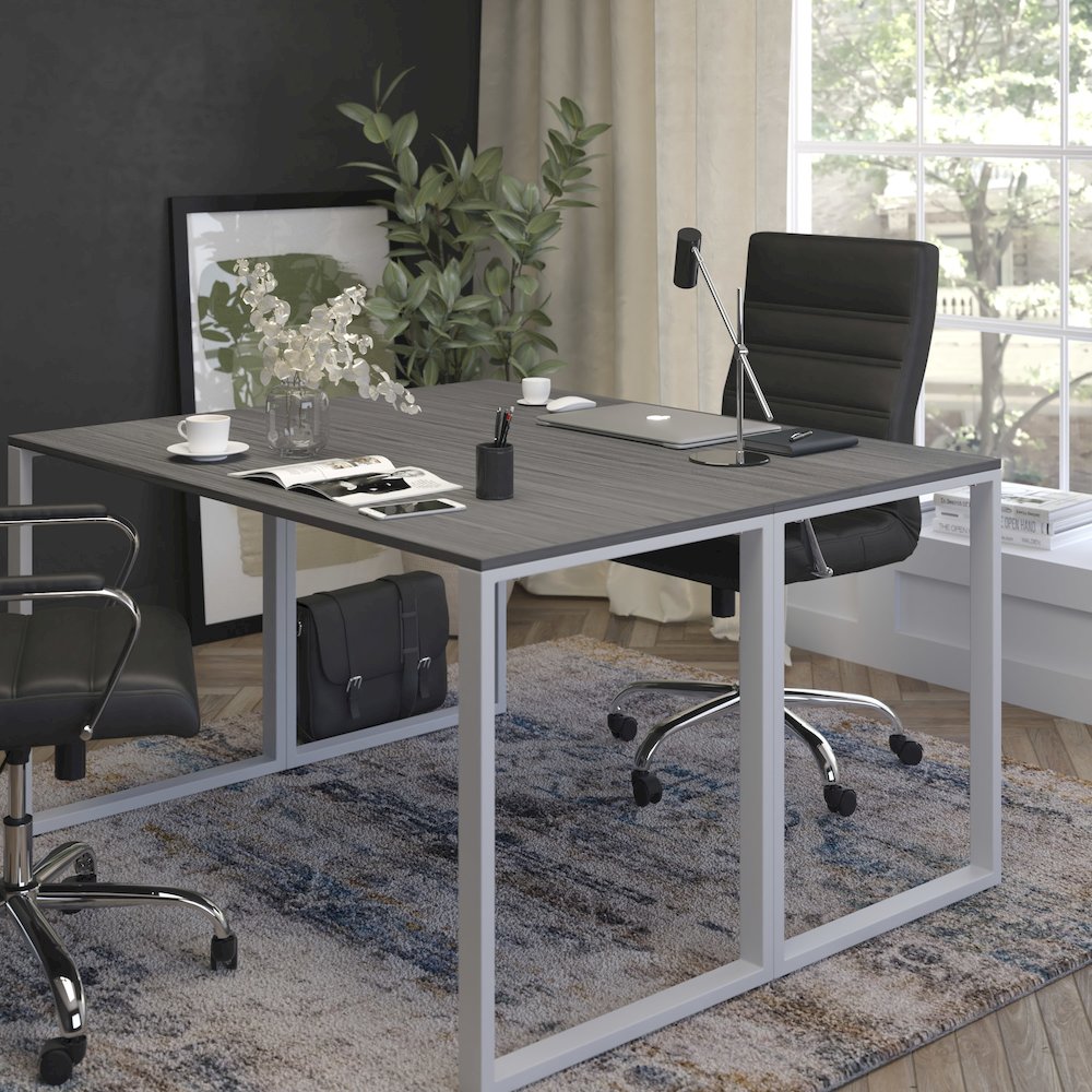 Desk Industrial Style Computer Desk Sturdy Home Office Desk - 55"L - Rustic Gray. Picture 6