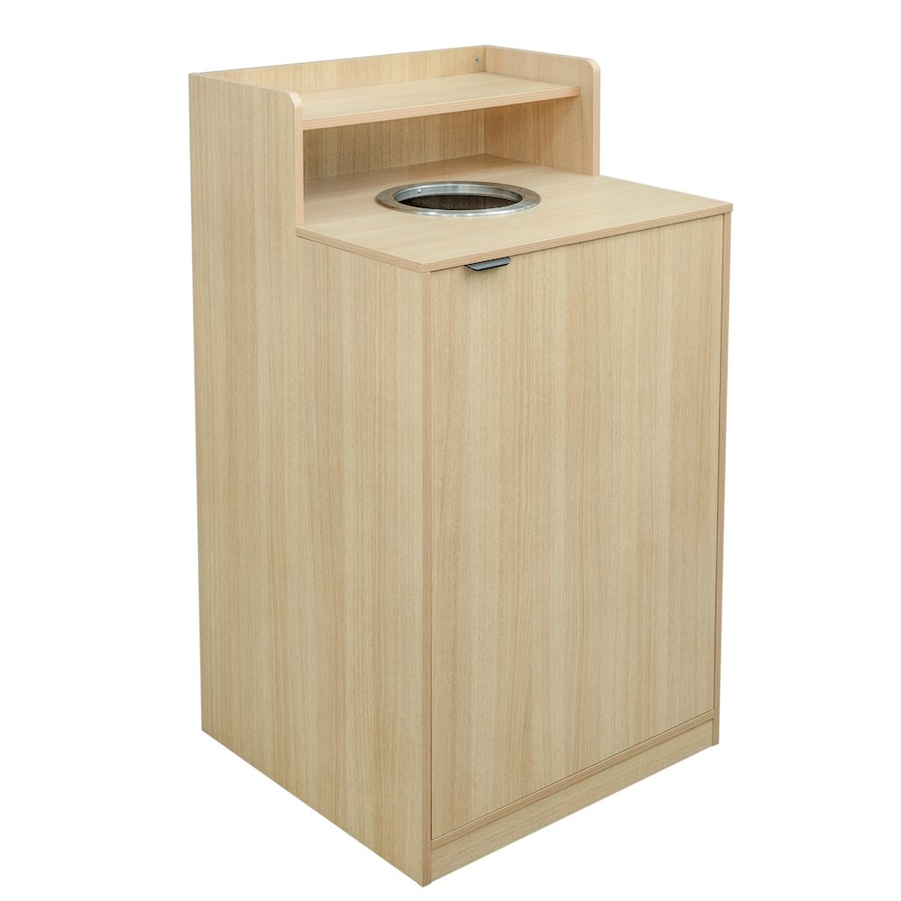 32 Gallon Commercial Trash Can Enclosure, Oak. Picture 1