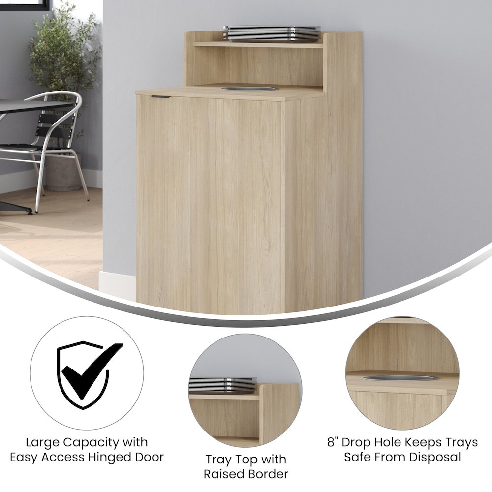 32 Gallon Commercial Trash Can Enclosure, Oak. Picture 4