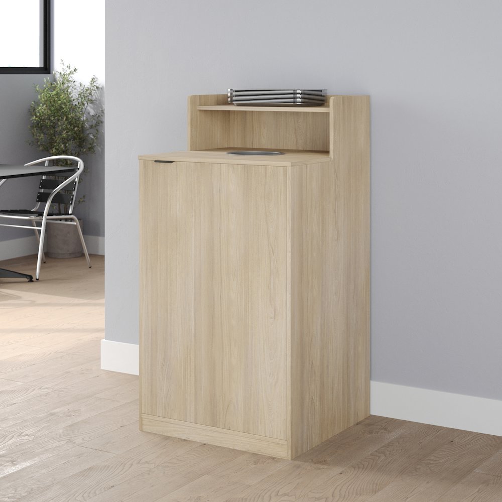 32 Gallon Commercial Trash Can Enclosure, Oak. Picture 3