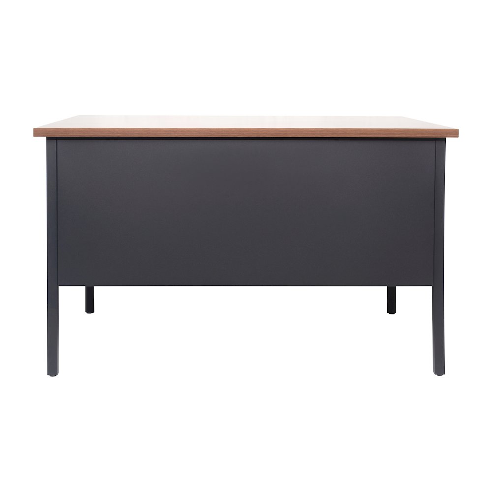 30x48 Right Side Single Pedestal Desk, 3 Locking Drawers, Walnut Top,Black Frame. Picture 8